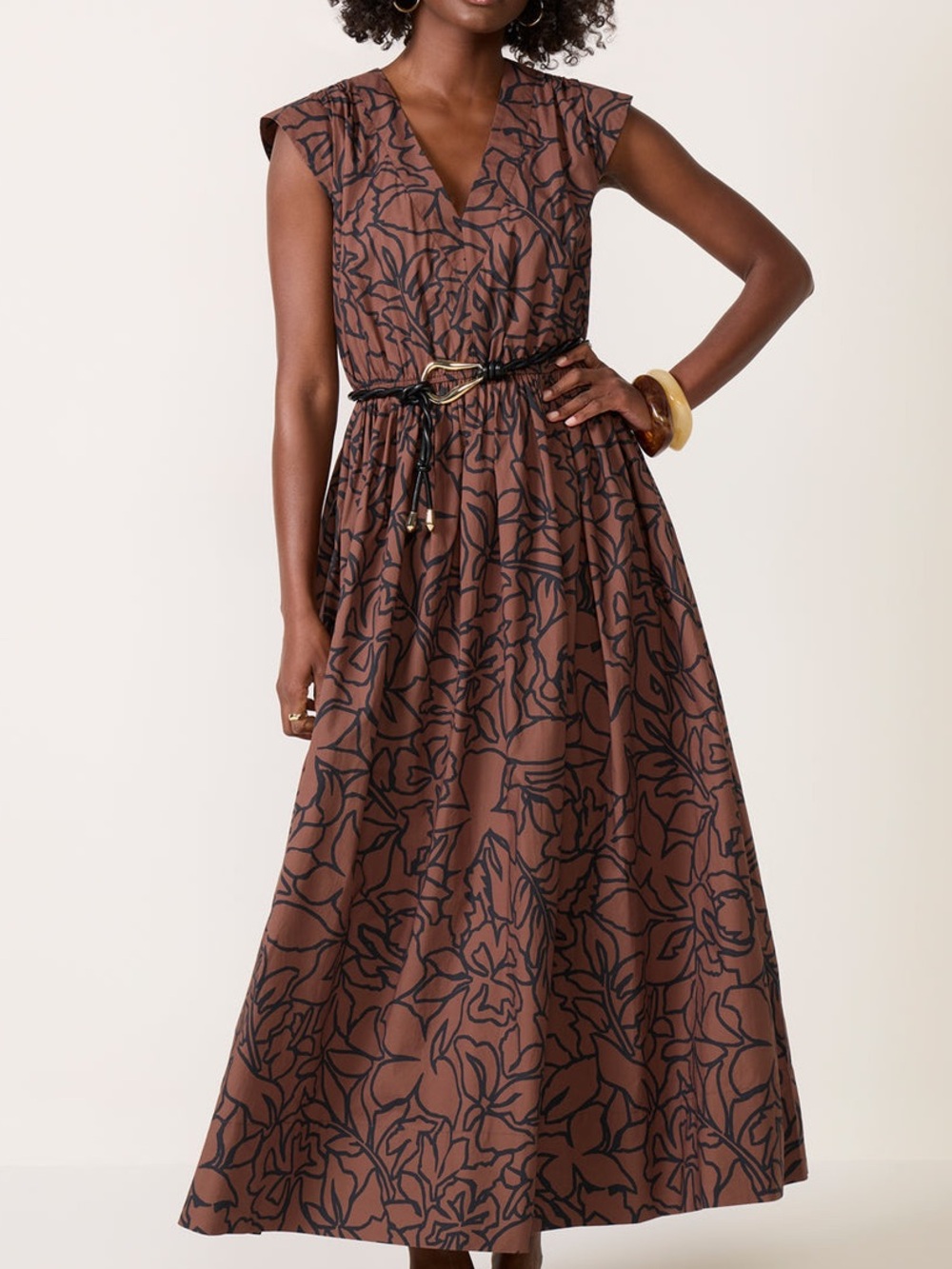 Z Supply Brown Floral Print Maxi Dress NWT
